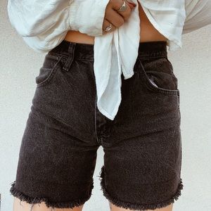 Thick black denim cutoff shorts